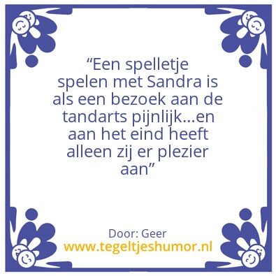 Tegeltje: Spelletje met Sandra