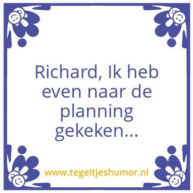 Tegeltje: Planning