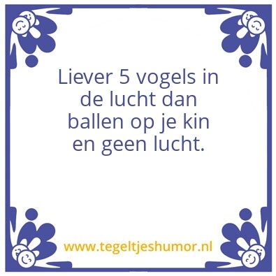 Tegeltje: Liever 5 vogels in de lucht da