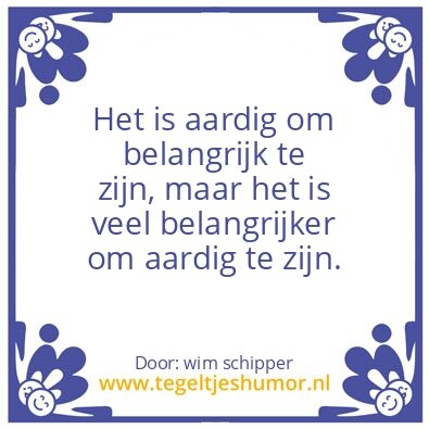 Tegeltje: Belangrijk