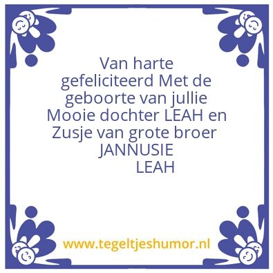 Tegeltje: LEAH