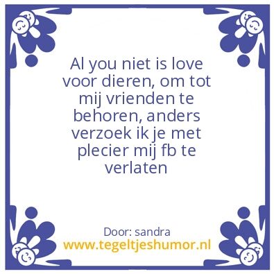 Tegeltje: love