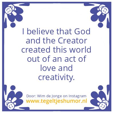 Tegeltje: God and the Creator.