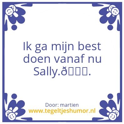 Tegeltje: Voor Maatje ‘SALLY’..
