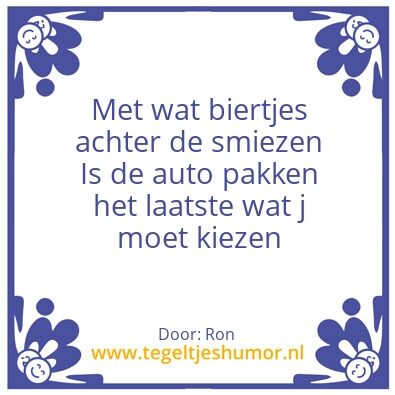 Tegeltje: Rij niet met drank op!