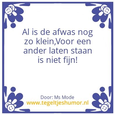Tegeltje: Afwas
