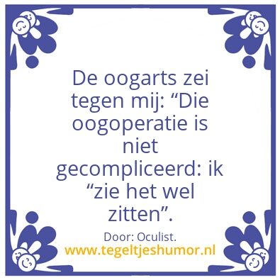 Tegeltje: Oogarts.