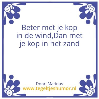 Tegeltje: Kop in de wind