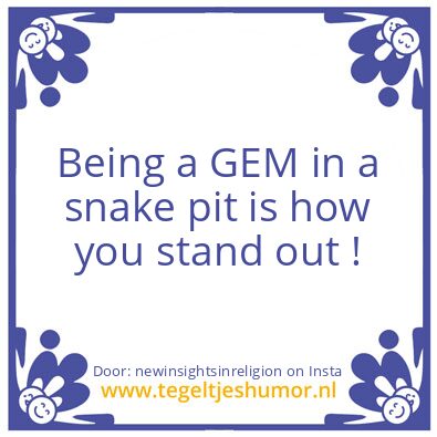 Tegeltje: to be a GEM ​​in a snake pit