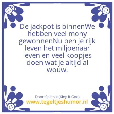 Tegeltje: Lotto gewonnen