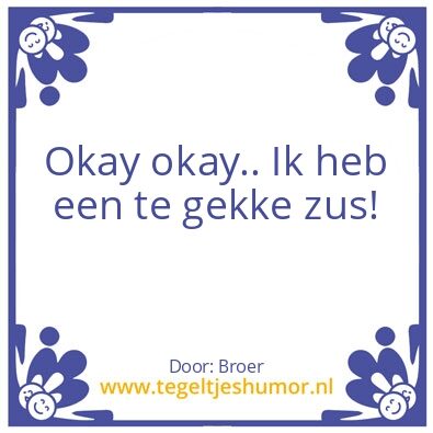Tegeltje: Broer voor zus