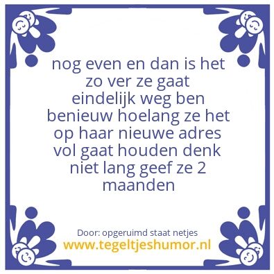 Tegeltje: het aftellen is begonnen