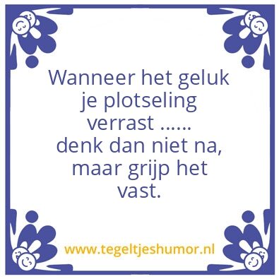 Tegeltje: geluk vastgrijpen