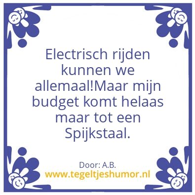 Tegeltje: Electrisch rijden