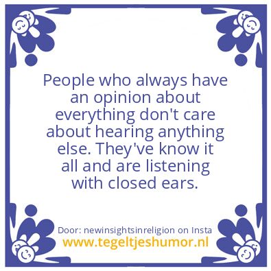Tegeltje: In My Opinion :