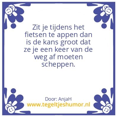 Tegeltje: appen op de fiets