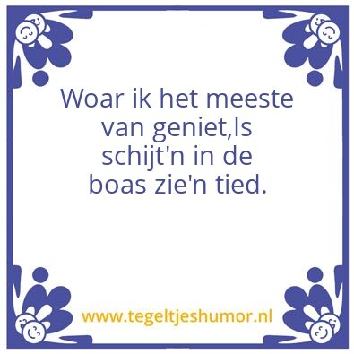 Tegeltje: Schijtn in de boas zien tied