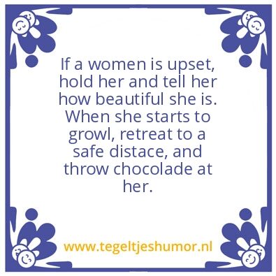Tegeltje: Upset women