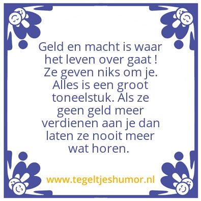 Tegeltje: Geld en macht