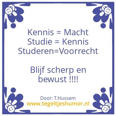Tegeltje: Kennis