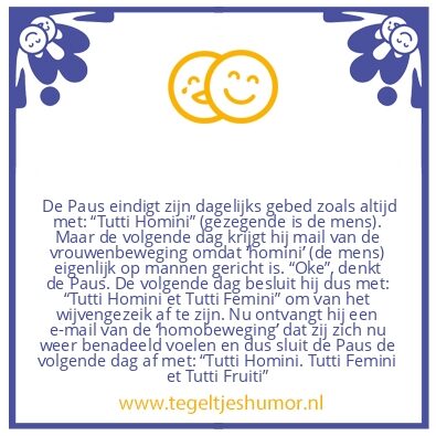 Tegeltje: Paus zijn gebed