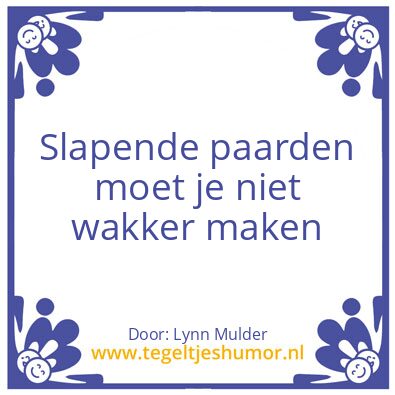 Tegeltje: Slapende paarden