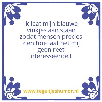 Tegeltje: Blauwe vinkjes