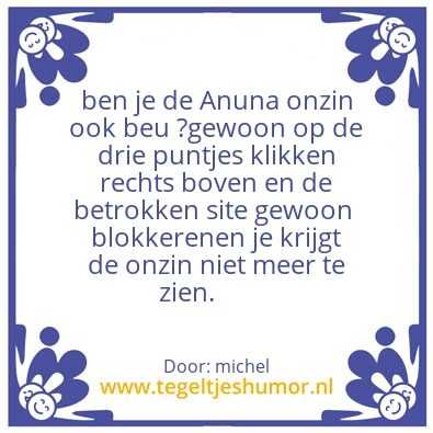 Tegeltje: de Anuna  sponsoring stoppen