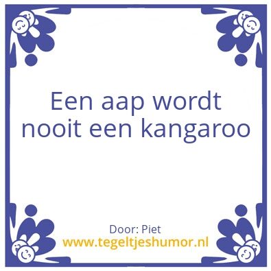 Tegeltje: Aap kangaroo