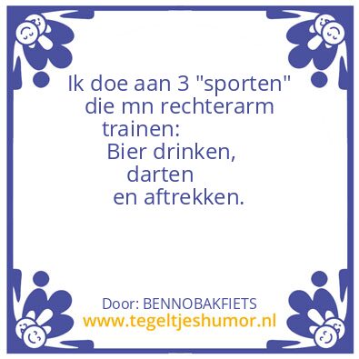 Tegeltje: sporten met bier en pik