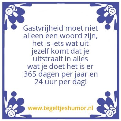 Tegeltje: Gastvrijheid