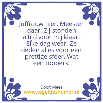 Tegeltje: Juffrouw en Meester