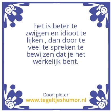 Tegeltje: zwijgen