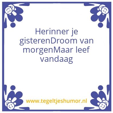 Tegeltje: leef in het nu
