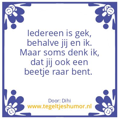 Tegeltje: Gek