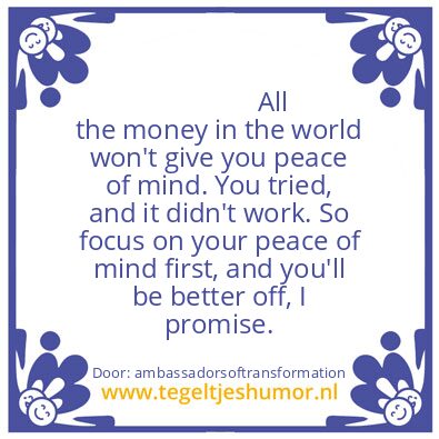Tegeltje: the money