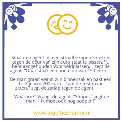 Tegeltje: Straalbezopen kerel
