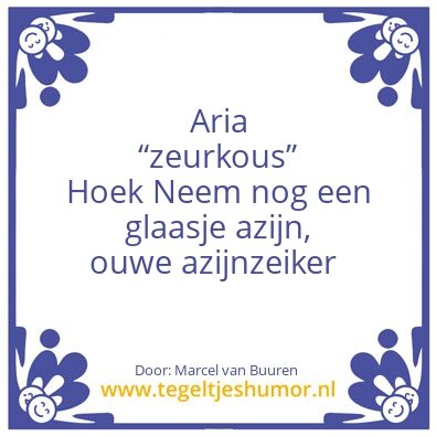 Tegeltje: Aria Hoek