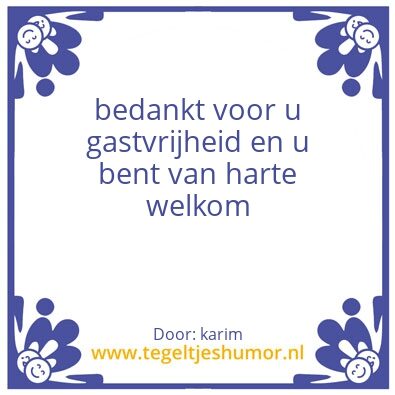 Tegeltje: gastvrijheid