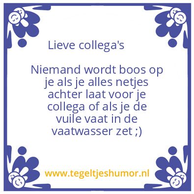 Tegeltje: Opruimen