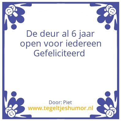 Tegeltje: 6 jaar
