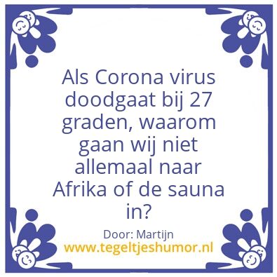 Tegeltje: Corona maatregel