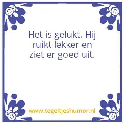 Tegeltje: Het is gelukt