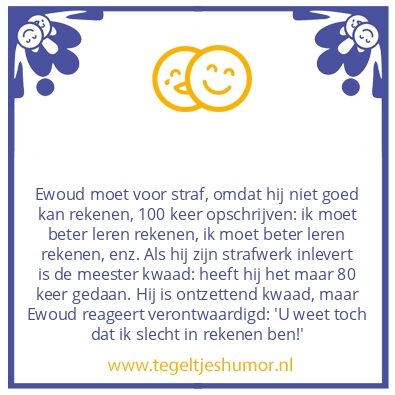 Tegeltje: Slecht in rekenen