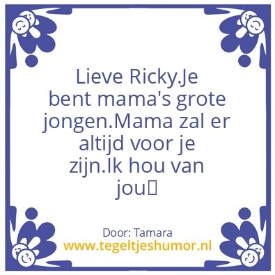 Tegeltje: Tegel voor Ricky