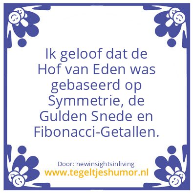 Tegeltje: Garden of Eden.