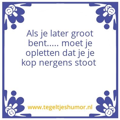 Tegeltje: Als je later