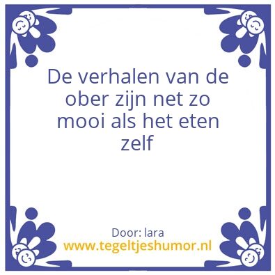 Tegeltje: puur uit eten