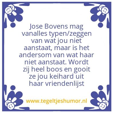 Tegeltje: Jose Bovens de heks….