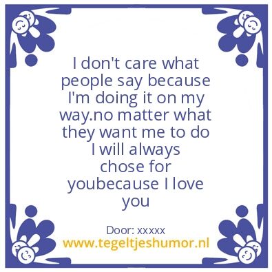 Tegeltje: I love you